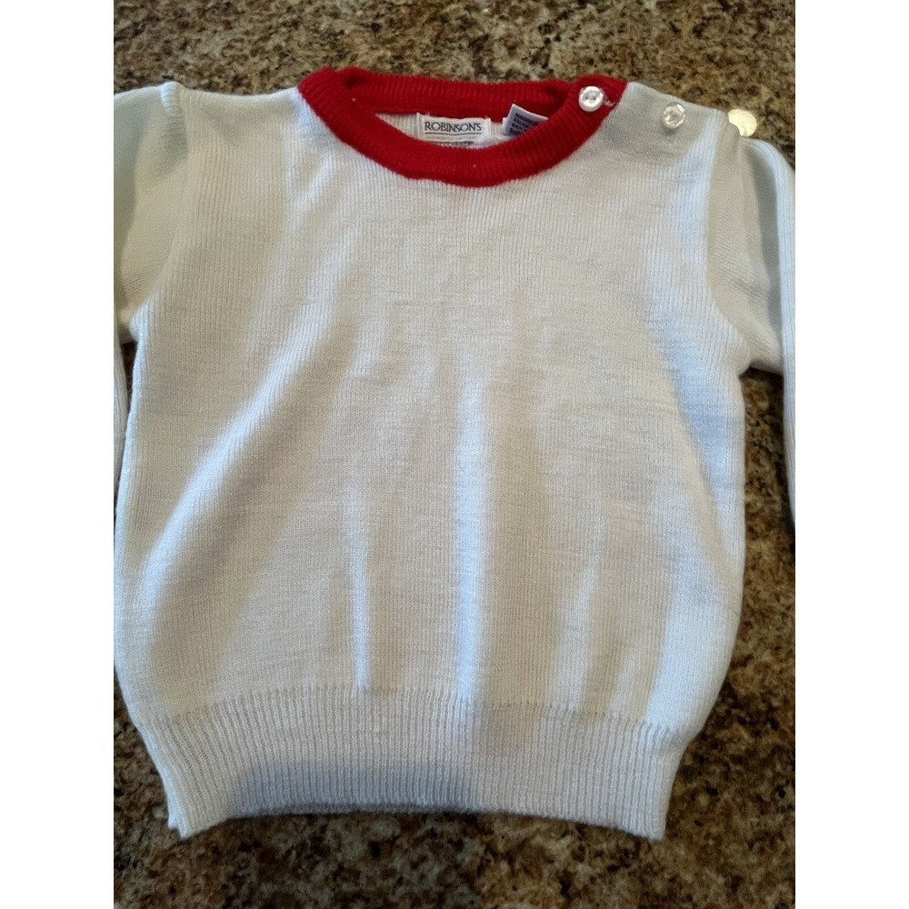 Vintage Baby Sweater Pullover With Button Shoulder‎ Size 6-9 Months Robinson's - Picture 3 of 8